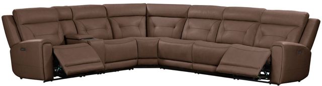 Liberty Furniture Beckham 7-Piece Aline Saddle Leather Leather Power Reclining Curved Sectional-0
