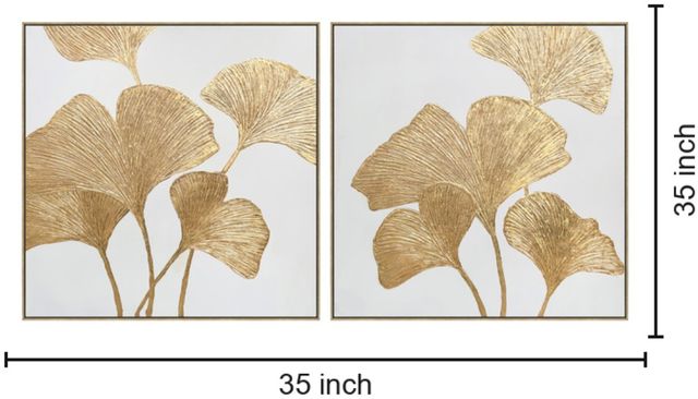 Classy Living 2-piece Lustrous Ginkgo Leaf Diptych Wall Art Set-2