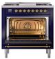 Ilve® Nostalgie II Noblesse 36'' Midnight Blue Pro Style Dual Fuel Range with Brass Trim-1