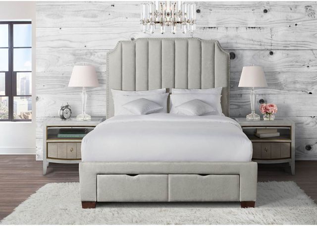 Elements International Harper Gray Queen Upholstered Storage Bed-1