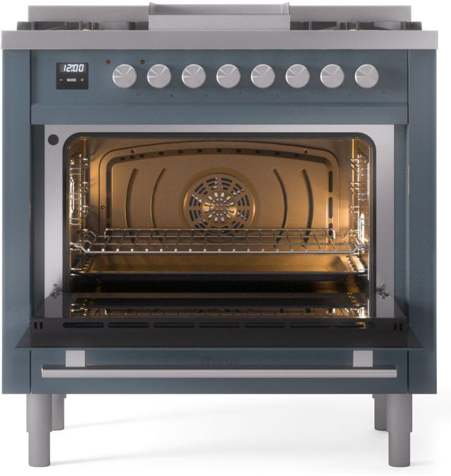 Ilve® Professional Plus II 36" Blue Grey Pro Style Dual Fuel Range-2