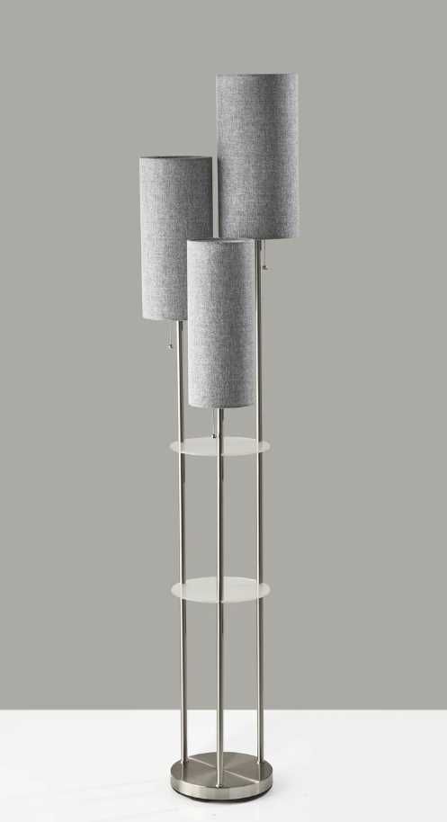 Adesso® Trio Brushed Steel Shelf Floor Lamp-4