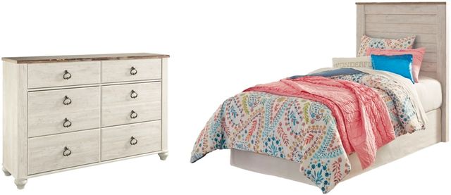 Signature Design by Ashley® Willowton 2-Piece Whitewash Twin Panel Headboard Set-0