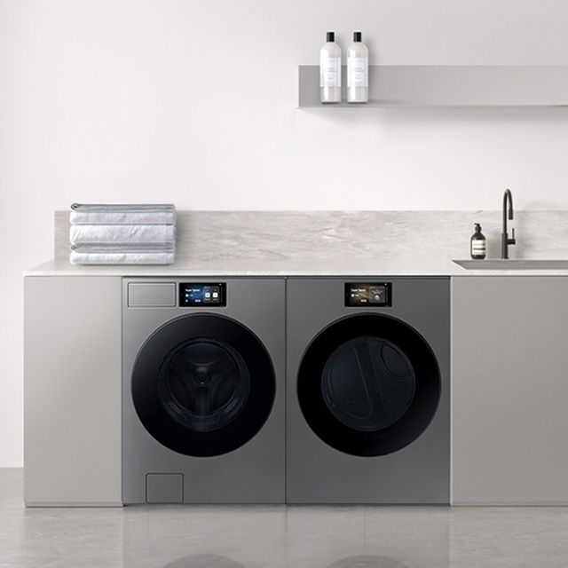 Samsung Bespoke Dark Steel Front Load Washer & Electric Dryer Laundry Pair-3