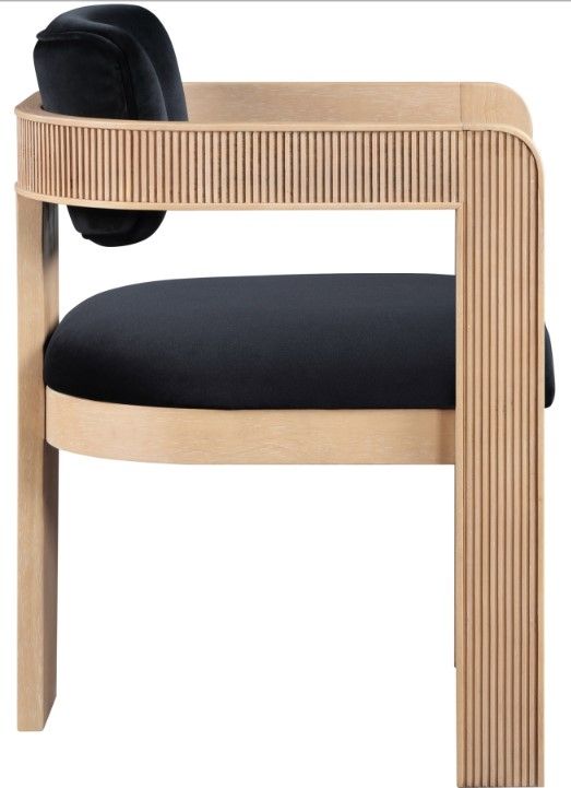 Meridian Furniture Sacha Black/Natural Velvet Upholstered Dining Chair-3