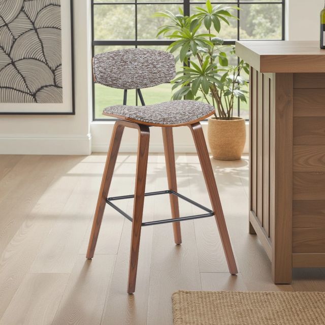 Armen Living Fox 2-Piece Speckled Brown/Walnut Barstool Set-1