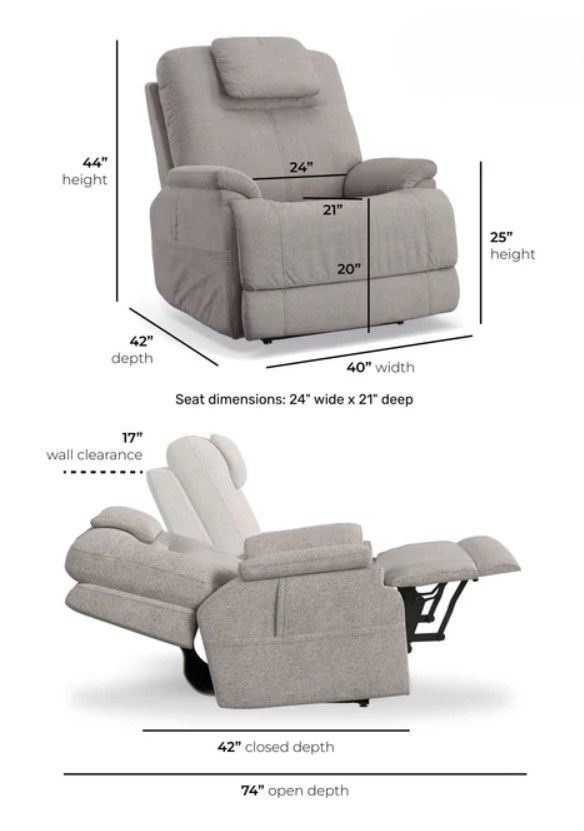 Flexsteel® Zecliner Model 2 Dove Power Lift Sleep Recliner with Power Headrest and Lumbar-3