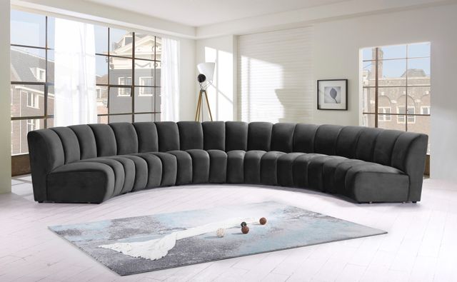 Meridian Furniture Infinity 6-Piece Grey Velvet Modular Sectional-1