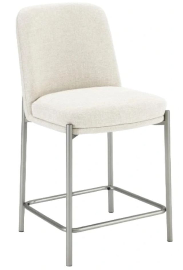 Modus Furniture Crossroads 2.0 Dion Brushed Nickel/Natural Light Upholstered Counter Stool-0
