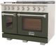 Kucht Professional KFX Series 48" Stainless Steel Pro Style Natural Gas Range with Olive Green Door and True Simmer Burners-2