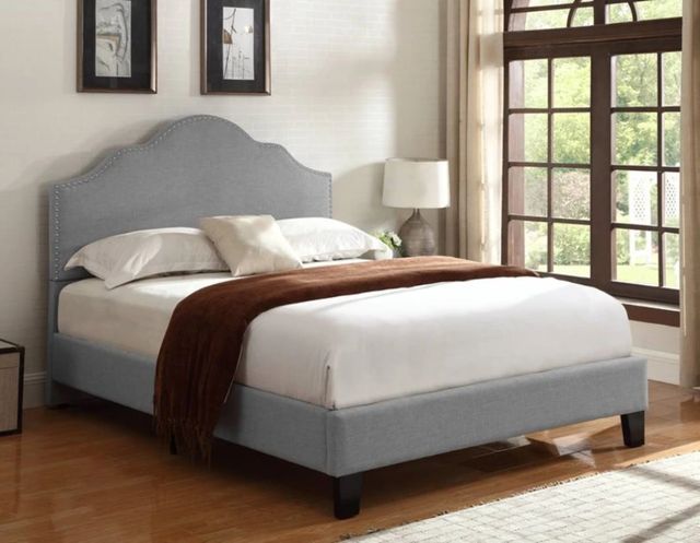 Emerald Home Madison Light Gray Queen Upholstered Panel Bed-1