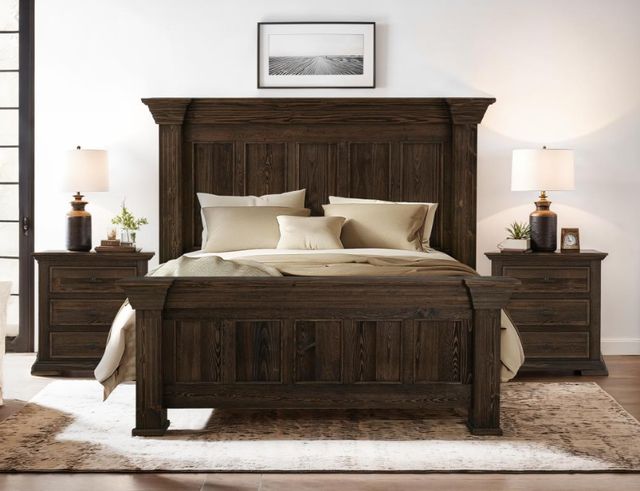 International Furniture Direct Desire Deep Brown Queen Panel Bed-1