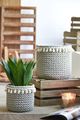 A & B Home 2-Piece Sage Green Basket Planters with Tassels-3