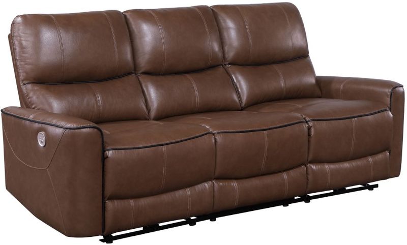 Coaster® Greenfield Saddle Brown Upholstered Power Reclining Sofa