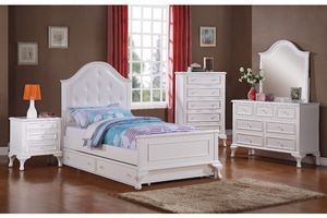 Elements International Jesse 3-Piece White Full bedroom Set with Trundle