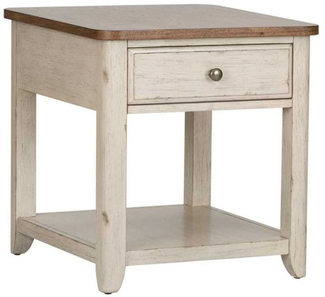 Liberty Furniture Farmhouse Reimagined Chestnut End Table with Antique White Base-0