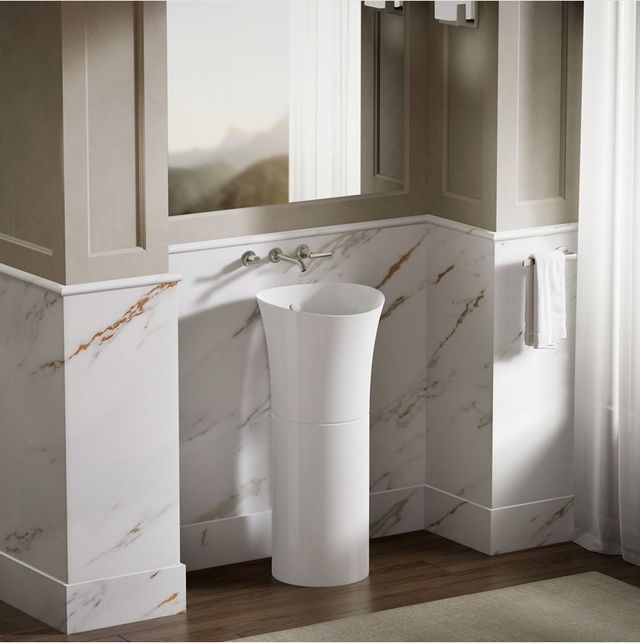 Kohler Veil™ White 12.25" Pedestal Bathroom Sink-3