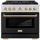 ZLINE Autograph Edition Paramount Series 36" Stainless Steel Pro Style Dual Fuel Range with Matte Black Door and Polished Gold Accents-0