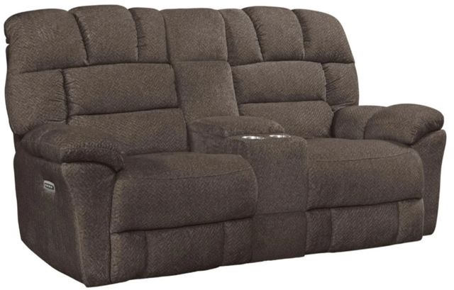 Corinthian Furniture Baker Brown Power Reclining Loveseat with Console-0