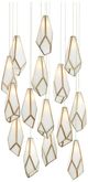 Currey & Company Glace Antique Brass/White Round Multi-Drop Pendant Lighting-0