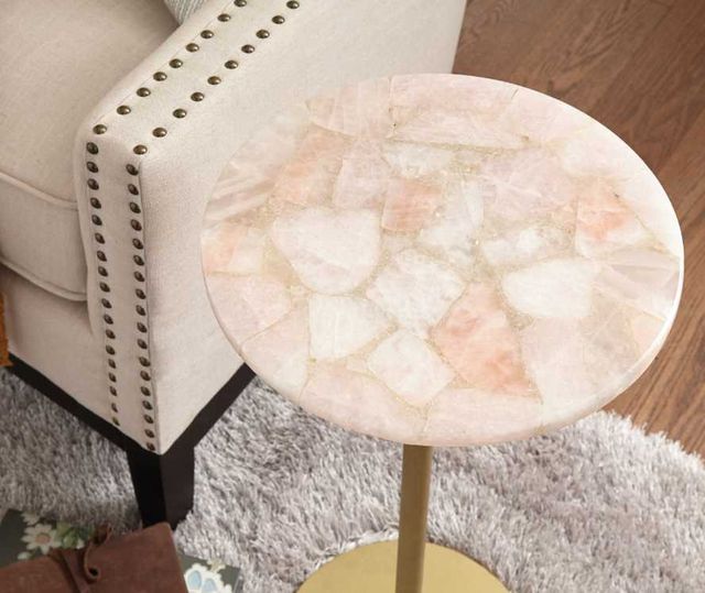 Steve Silver Co. Rosie Pink Chairside Table with Gold Base-2