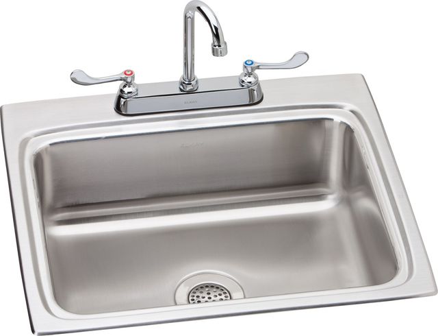 Elkay Lustertone® Classic 3-Piece Lustrous Satin 25" x 22" x 8-1/8" 3-Hole Single Bowl Drop-In Sink and Faucet Set with Shut-Offs-0