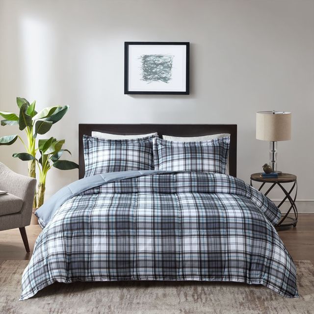 Olliix by Madison Park Essentials Parkston Grey King/California King 3M Scotchgard Down Alternative All Season Comforter Set-0
