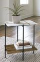 Signature Design by Ashley® Braxmore White Marble Top Accent Table with Light Brown Shelve and Black Stand -4
