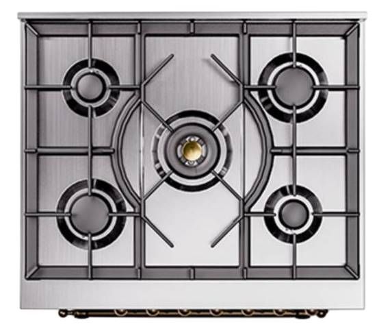 Ilve® Nostalgie II Noblesse 30'' Emerald Green Pro Style Dual Fuel Range with Burnished Trim-2