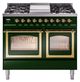 Ilve® Nostalgie II Noblesse 40'' Emerald Green Pro Style Dual Fuel Range with Brass Trim-0