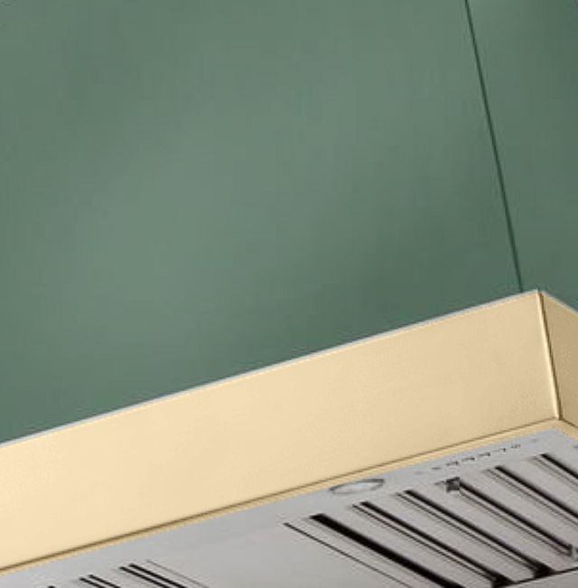 AGA Euclid 36" Mineral Green Wall Mounted Range Hood  with Polished Brass Trim-1