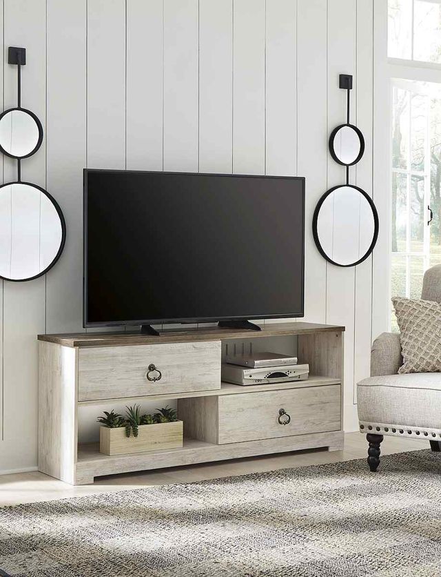 Signature Design by Ashley® Willowton Whitewash Large TV Stand-3