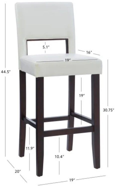 Linon Vega White Bar Stool-2