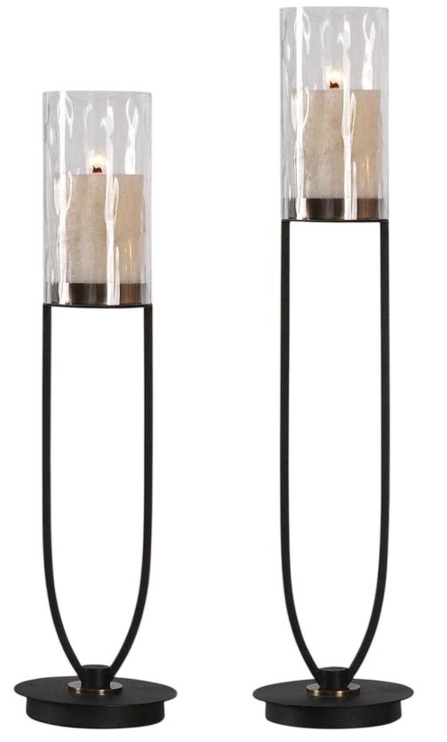 Uttermost® Durga 2-Piece Matte Black Candleholders Set-0