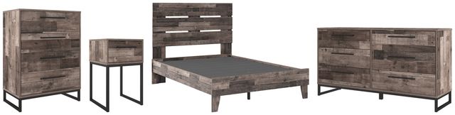 Signature Design by Ashley® Neilsville 4-Piece Multi Gray Full Panel Platform Bed Set-0