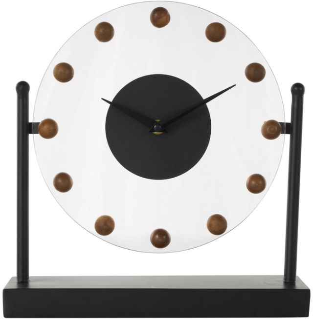 Deco Marche Black Acrylic Face Clock with Wood Ball Accents-0