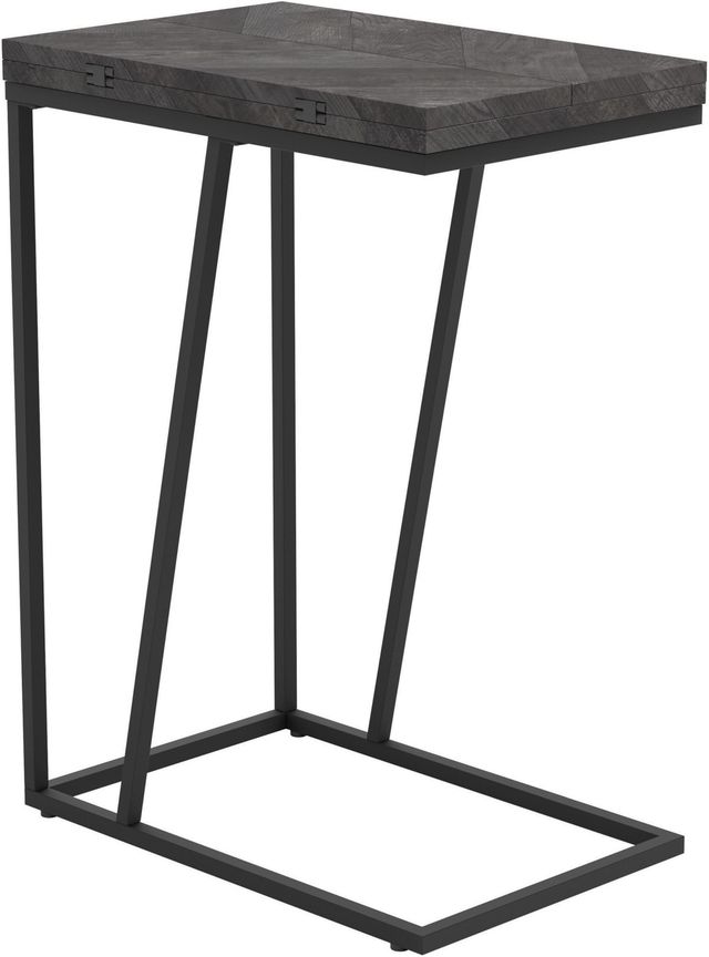 Coaster® Carly Grey Expandable Chevron Rectangular Accent Table with Black Metal Base-0