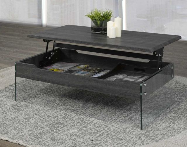 Brassex Inc. Grey Coffee Table with Glass Base-2