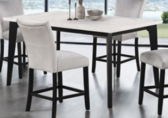 Furniture of America® Sabro White Rectangular Counter Table with Black Base-0