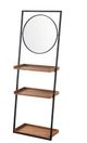 StyleCraft Natural Decorative Wall Shelf with Round Mirror-0