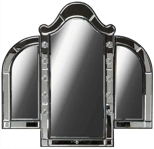 Michael Amini® Hollywood Swank Black Iguana/Chrome Vanity Mirror -0