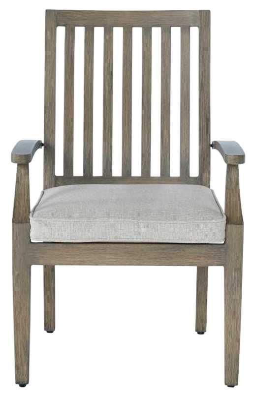 Signature Design by Ashley® Rainier Ranch 2-Piece Beige/Brown Aluminum Outdoor Dining Arm Chair with Cushion-3