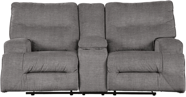 Signature Design by Ashley® Coombs Charcoal Reclining Loveseat with Console-1