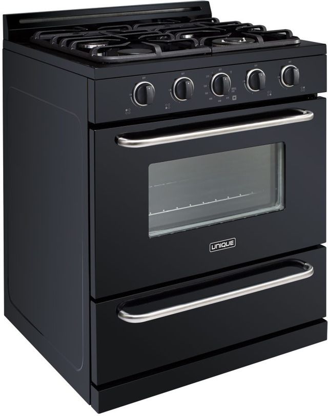 Unique® Appliances Classic 30" Black Freestanding Liquid Propane Gas Range-2