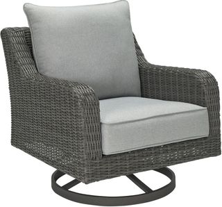 Signature Design by Ashley® Elite Park Gray Aluminum/Resin Wicker Outdoor Swivel Lounge with Cushion