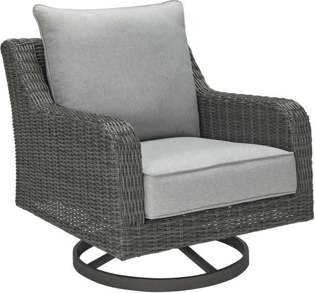 Signature Design by Ashley® Elite Park Gray Aluminum/Resin Wicker Outdoor Swivel Lounge with Cushion