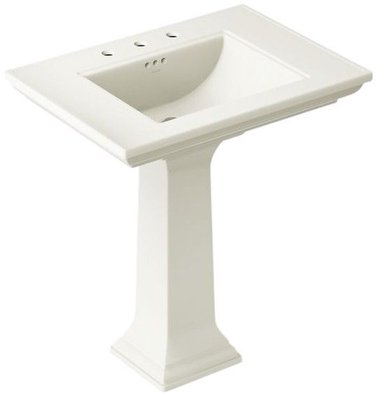 Kohler Memoirs® Stately Biscuit 30.75" 3 Faucet Holes Rectangular Pedestal Bathroom Sink-0