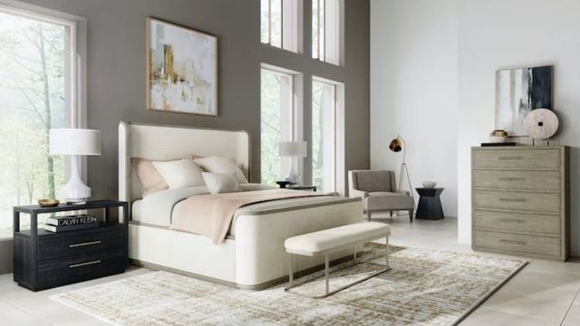 Hooker® Furniture Linville Falls Boones Merino Pearl/Mink Queen Upholstered Shelter Bed-1