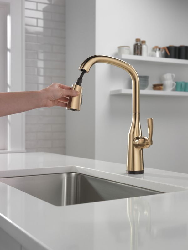 Delta Stryke® Lumicoat® Champagne Bronze Touch2O® Kitchen Faucet with Voice -1