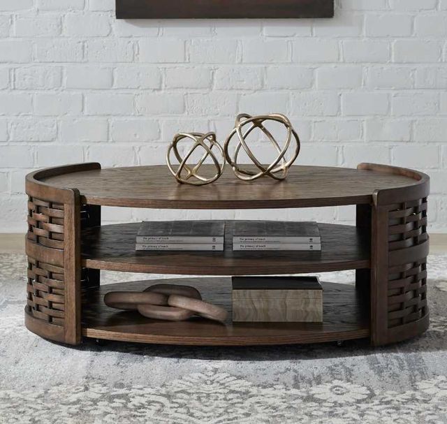 Liberty Furniture Warren Park Coffee Brown Oval Cocktail Table-1